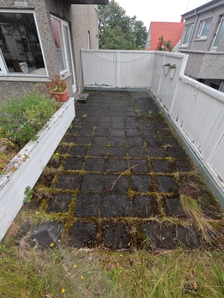 Hellur á Seltjarnarnesi fyrir háþrýstiþvott – skítugar og mosavaxnar